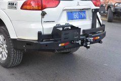 Силовой задний бампер с калиткой под запаску для Mitsubishi Pajero Sport 2008-2015 г.в. Паджеро Спорт, Черный