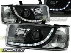 Передние тюнинг фары Volkswagen T-4 1990-2003 г.в. прямы фары. ангельские глазки черные