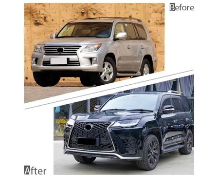 Апгрейд комплект для Lexus LX570 2007-2015 у стиль LX600, Серый грунт (под покраску), Зовнішній тюнінг, Lexus, Комплект обвеса, Требуется, Полипропилен, LX, Новое, На штатные места, LX (URJ) 2007-