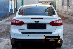 Накладка на задний бампер Ford Focus III дорестайлинг 2011-2013 г.в. Форд Фокус, Черный, Защитные накладки, Ford, Накладка на задний бампер, Не требуется, ABS-пластик, Focus, Новое, На штатные места, FOCUS III 2011-