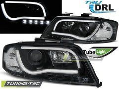Передние тюнинг фары Audi A6 1997-2001 г.в. дневные ходовые огни, линза, черные