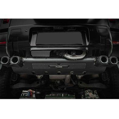 Накладка на задній бампер з насадками для вихлопу Land Rover Defender 2020+ г.в. Дефендер, Черный, Land Rover, Защита заднего бампера, Не требуется, Карбон, Новое, На штатные места, Defender 2020-