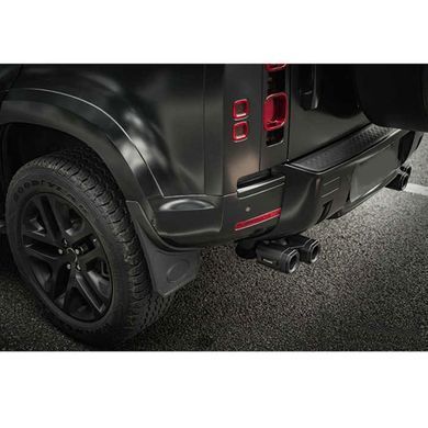 Накладка на задній бампер з насадками для вихлопу Land Rover Defender 2020+ г.в. Дефендер, Черный, Land Rover, Защита заднего бампера, Не требуется, Карбон, Новое, На штатные места, Defender 2020-