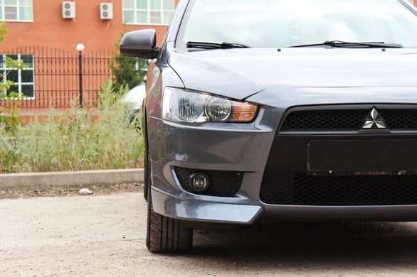 Накладка на бампер клыки Mitsubishi Lancer X 2007+ г.в.