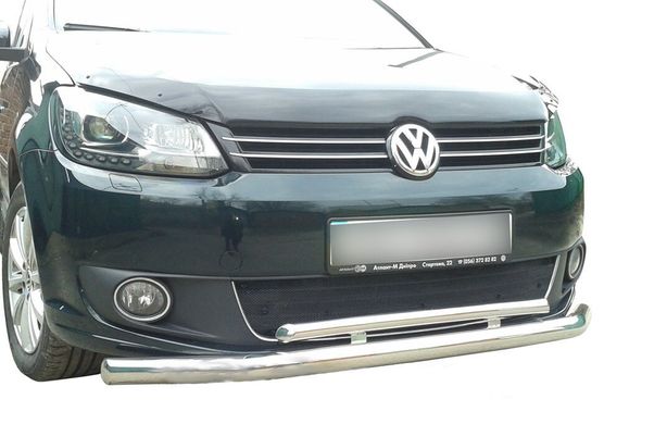 Защита переднего бампера (двойной ус 60\48мм) Volkswagen Caddy 2010+ г.в.