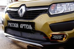 Защитная сетка решетки переднего бампера Renault Sandero Stepway 2014-2018 г.в. Рено Сандеро Степвей