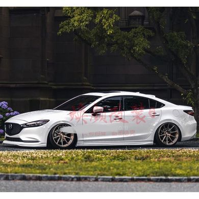 Накладка на передній бампер спліттер + під пороги елерони для Mazda 6 рестайлінг 2017+, Зовнішній тюнінг, Mazda, Комплект обвеса, Требуется, ABS-пластик, 6, Новое, На штатные места, 6 Sedan (GJ, GH) 2012-