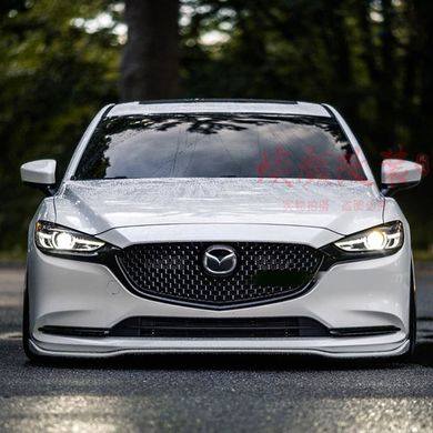 Накладка на передній бампер спліттер + під пороги елерони для Mazda 6 рестайлінг 2017+, Зовнішній тюнінг, Mazda, Комплект обвеса, Требуется, ABS-пластик, 6, Новое, На штатные места, 6 Sedan (GJ, GH) 2012-