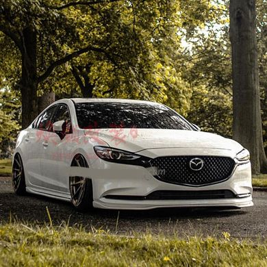 Накладка на передній бампер спліттер + під пороги елерони для Mazda 6 рестайлінг 2017+, Зовнішній тюнінг, Mazda, Комплект обвеса, Требуется, ABS-пластик, 6, Новое, На штатные места, 6 Sedan (GJ, GH) 2012-