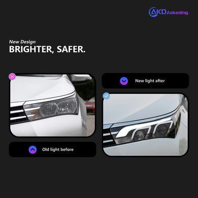 Передні тюнінг лед фари для Toyota Corolla 2013-2016 р.в. Тойота Корола, Toyota, Альтернативная оптика, Corolla, Новое, На штатные места, COROLLA (NDE18_, NRE18_, ZRE18_) 2013-