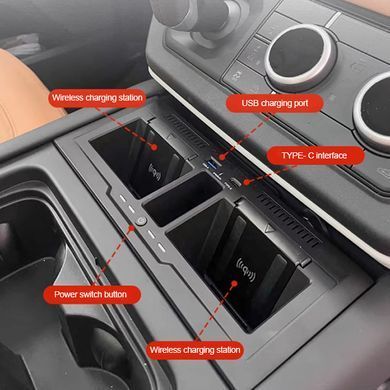 Бездротова зарядка для телефонів Land Rover Defender 2020+ р.в. Дефендер, Land Rover, Defender, Новое, На штатные места, Defender 2020-