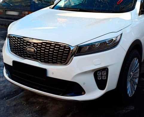 Реснички на фары Kia Sorento 2014-2020 г.в. Киа Соренто, Черный, Внешний Тюнинг, Kia, Декоративные накладки, Требуется, ABS-пластик, Sorento, Новое, На штатные места, Sorento 2015-