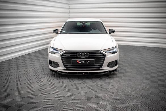 Накладка на передний бампер сплитер Audi A6 C8 2018+ г.в. Ауди А6 С8, Черный, Внешний Тюнинг, Audi, Накладка на передний бампер, Не требуется, ABS-пластик, A6, Новое, На штатные места, A6 C8 2018-