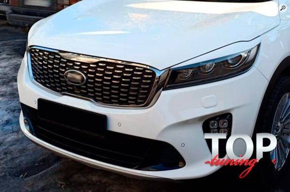 Реснички на фары Kia Sorento 2014-2020 г.в. Киа Соренто, Черный, Внешний Тюнинг, Kia, Декоративные накладки, Требуется, ABS-пластик, Sorento, Новое, На штатные места, Sorento 2015-