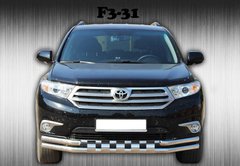 Защита переднего бампера двойной су с зубами Toyota Highlander 2010-2013 г.в.