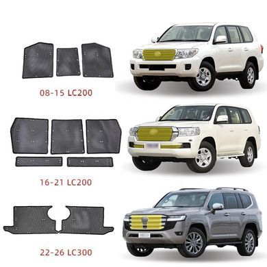 Захисна сітка переднього бампера для Toyota Land Cruiser LC300 2021+ р.в. Тойота ЛК300, Черный