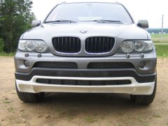 Накладка на передній бампер BMW X5 E53 2003-2006 р.в. рестайлінг в стилі 4.8, Серый грунт (под покраску), BMW, Накладка на передний бампер, Требуется, Стекловолокно, X5, Новое, На штатные места, X5 (E53) 2000-