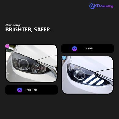 Передние тюнинг лед фары для Mazda 3 2013-2016 г.в. Мазда 3, Mazda, Альтернативная оптика, 3, Новое, На штатные места, 3 (BM) 2013-