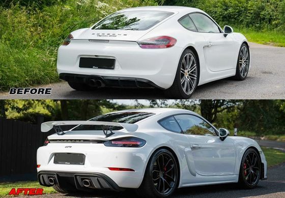 Тюнінг комплект апгрейд для Porsche Cayman / Boxster 981 у стиль 982 718 GT4 RS, Серый грунт (под покраску)