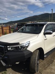 Козырёк кепка на лобовое стекло Toyota Hilux 2015+ г.в. Тойота Хайлюкс, Черный, Внешний Тюнинг, Toyota, Спойлер, Не требуется, Стеклопластик, Hilux, Новое, На штатные места, Hilux 2015-