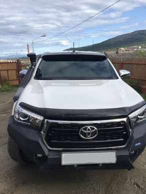 Козырёк кепка на лобовое стекло Toyota Hilux 2015+ г.в. Тойота Хайлюкс, Черный, Внешний Тюнинг, Toyota, Спойлер, Не требуется, Стеклопластик, Hilux, Новое, На штатные места, Hilux 2015-