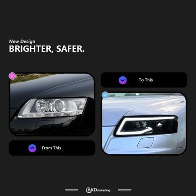 Передні тюнінг лед фари Audi A6 C6 2004-2011 р.в. Ауди А6 Ц6, Audi, Альтернативная оптика, A6, Новое, На штатные места, A6 (4F2, C6) 2004-2011