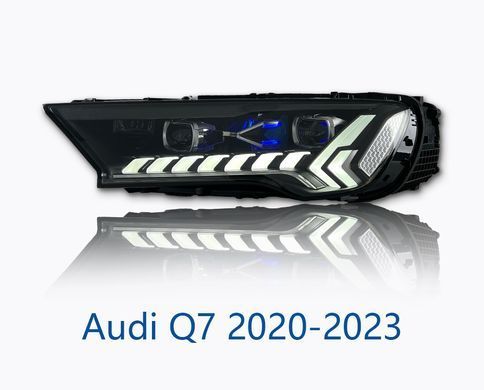 Передние тюнинг лед фары для Audi Q7 рестайлинг 2020-2024 г.в. Ауди ку7, Audi, Альтернативная оптика, Q7, Новое, На штатные места, Q7 (4M) 2015-
