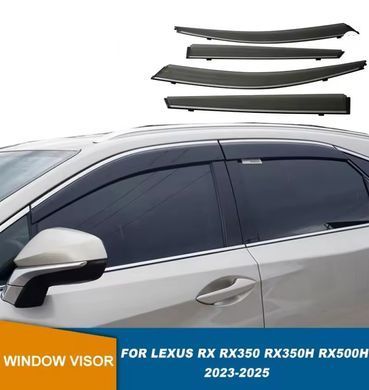 Дефлектори на вікна вітровики з хром молдингом для Lexus RX 2023+ р.в., Черный