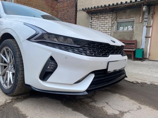 Накладка переднего бампер сплитер Kia K5 2020- г.в., Серый грунт (под покраску), Kia, Накладка на передний бампер, Требуется, Стекловолокно, K5, Новое, На штатные места, K5 2020-