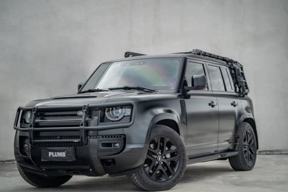 Бічні пороги для Land Rover Defender 2020 р.в. Дефендер, Черный