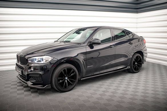 Накладки под боковые пороги элероны BMW X6 F16 версия M-pack 2014-2018 г.в. Х6 Ф16, Черный, Внешний Тюнинг, BMW, Пороги, Не требуется, ABS-пластик, X6, Новое, На штатные места, X6 (F16) 2014-