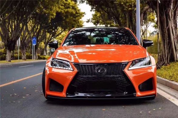 Передний рестайлинг бампер Lexus GS 2012-2015 г.в. в стиле 2016+, Серый грунт (под покраску), Lexus, Передний бампер, Требуется, Полипропилен, GS, Новое, На штатные места, GS (GRL1, GWL1) 2012-