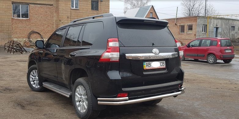 Защита заднего бампера труба с боковыми клыками Toyota Prado 150 2009+ г.в.