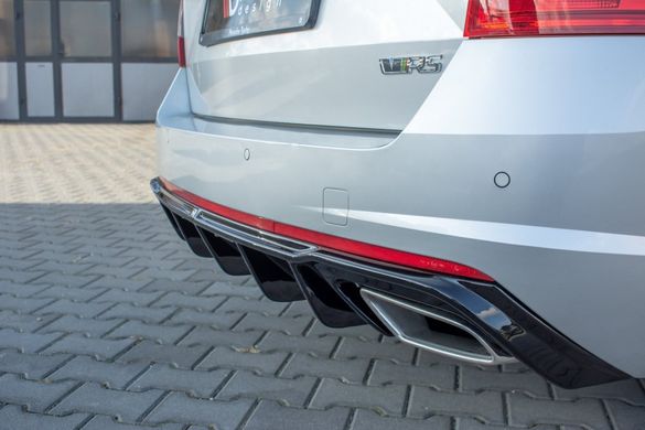 Накладки на задний бампер диффузор Skoda Octavia RS 2013-2019 г.в. MK3 FL, Черный, Внешний Тюнинг, Skoda, Накладка на задний бампер, Не требуется, ABS-пластик, Octavia, Новое, На штатные места, OCTAVIA (5E3) 2012-