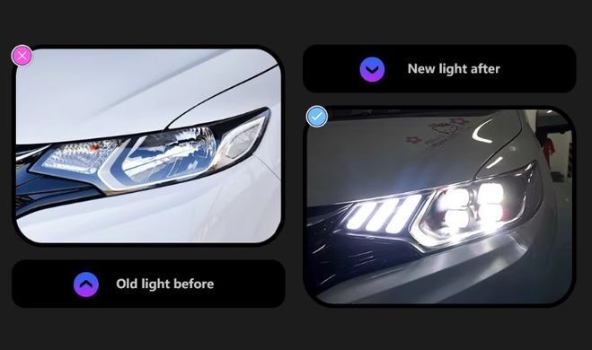 Передние тюнинг лед фары Honda Fit 2014-2020 г.в. Хонда Фит, Honda, Альтернативная оптика, Новое