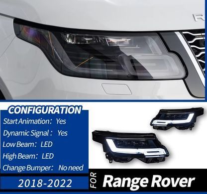 Передні тюнінг лед фари Land Rover Vogue 2013-2022 р.в. Рендж Ровер Вог, Land Rover, Альтернативная оптика, Range Rover, Новое, На штатные места