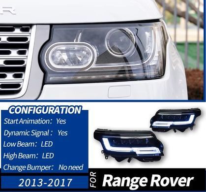 Передні тюнінг лед фари Land Rover Vogue 2013-2022 р.в. Рендж Ровер Вог, Land Rover, Альтернативная оптика, Range Rover, Новое, На штатные места