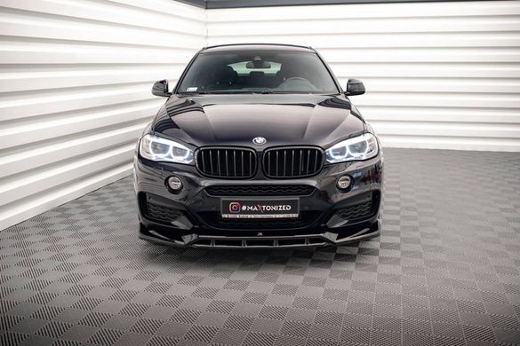 Накладка на передний бампер сплитер BMW X6 F16 версия M-pack 2014-2018 г.в. Х6 Ф16, Черный, Внешний Тюнинг, BMW, Накладка на передний бампер, Не требуется, ABS-пластик, X6, Новое, На штатные места, X6 (F16) 2014-