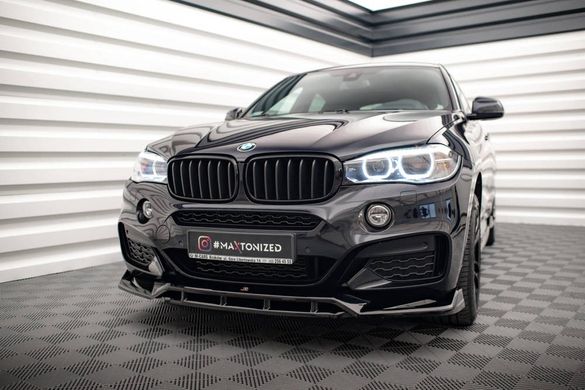 Накладка на передний бампер сплитер BMW X6 F16 версия M-pack 2014-2018 г.в. Х6 Ф16, Черный, Внешний Тюнинг, BMW, Накладка на передний бампер, Не требуется, ABS-пластик, X6, Новое, На штатные места, X6 (F16) 2014-