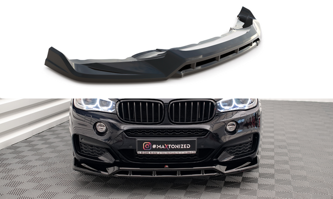 Накладка на передний бампер сплитер BMW X6 F16 версия M-pack 2014-2018 г.в. Х6 Ф16, Черный, Внешний Тюнинг, BMW, Накладка на передний бампер, Не требуется, ABS-пластик, X6, Новое, На штатные места, X6 (F16) 2014-