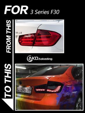 Задние лед фонари BMW F30 2012-2018 г.в. стиль GTS чёрные, Черный, BMW, Альтернативная оптика, 3-Series, Новое, 3 (F30) 2011-