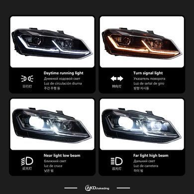 Передние лед фары для Volkswagen Polo 2009-2016 г.в. Волксваген Поло, Черный, Volkswagen, Альтернативная оптика, Polo, Новое, На штатные места, POLO (6R, 6C) 2009-