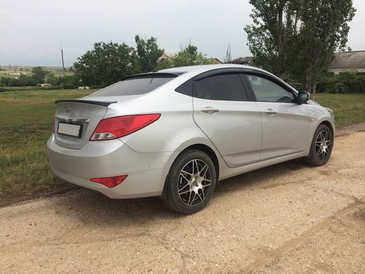 Спойлер багажника (Сабля,лип спойлер, утиный хвостик) Hyundai Accent\ Solaris 2010-2016 г.в. Акцент, Серый грунт (под покраску), Внешний Тюнинг, Hyundai, Спойлер, Требуется, Стеклопластик, Accent, Новое, На штатные места, ACCENT 2011-2016