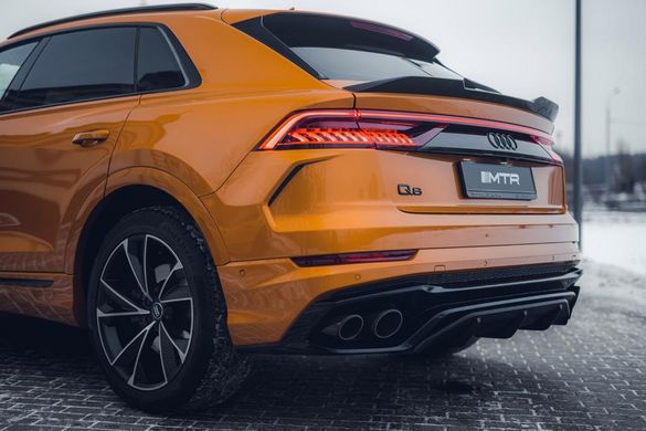 Cпойлер багажника нижний карбоновый Audi Q8 2019+ г.в. MTR, Черный, Audi, Спойлер, Не требуется, Карбон, Q8 2019-, Новое, На штатные места, Q8 2019-