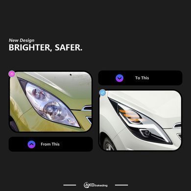 Передние тюнинг лед фары Chevrolet Spark 2011-2014 г.в. Шевролет Спарк, Chevrolet, Альтернативная оптика, Новое, На штатные места