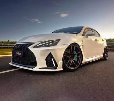 Тюнинг бампер Lexus IS 250 2006-2012 г.в. стиль 2021+, Серый грунт (под покраску), Внешний Тюнинг, Lexus, Накладка на передний бампер, Требуется, Полипропилен, IS, Новое, На штатные места, IS II (GSE2_, ALE2_, USE2_) 2005-