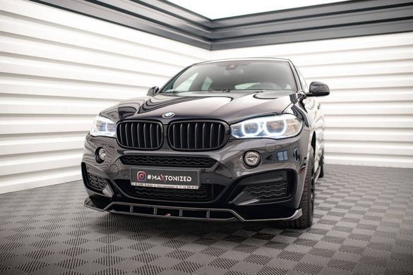 Накладка на передний бампер сплитер BMW X6 F16 версия M-pack 2014-2018 г.в. Х6 Ф16, Черный, Внешний Тюнинг, BMW, Накладка на передний бампер, Не требуется, ABS-пластик, X6, Новое, На штатные места, X6 (F16) 2014-