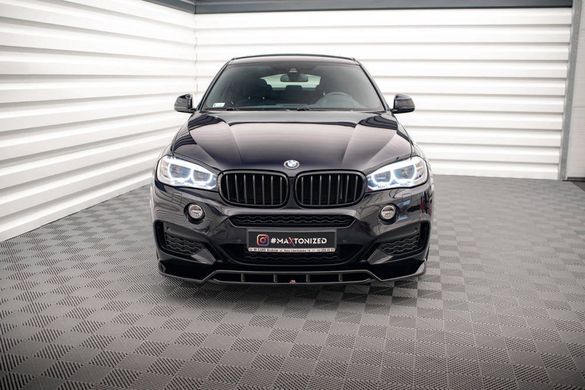 Накладка на передний бампер сплитер BMW X6 F16 версия M-pack 2014-2018 г.в. Х6 Ф16, Черный, Внешний Тюнинг, BMW, Накладка на передний бампер, Не требуется, ABS-пластик, X6, Новое, На штатные места, X6 (F16) 2014-