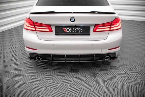 Накладка дифузор заднього бампера BMW 5-серії G30 2017-2020 р.в. Maxton Design, Черный, Зовнішній тюнінг, BMW, Накладка на задний бампер, По желанию, ABS-пластик, 5-Series, Новое, На штатные места, 5 (G30) 2017-