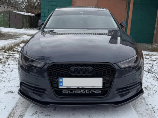 Накладка на передний бампер сплиттер для Audi A6 C7 дорестайлинг 2011-2015 г.в. под бампер S-line, Черный, Audi, Накладка на передний бампер, Не требуется, A6, Новое, На штатные места